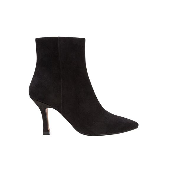 NIB! Lisa Vicky Art Pointed Toe Black Stiletto Heel Suede Bootie - Size 8 - Picture 1 of 12